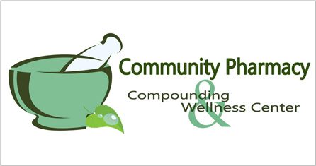 A logo for community pharmacy compounding and wellness.